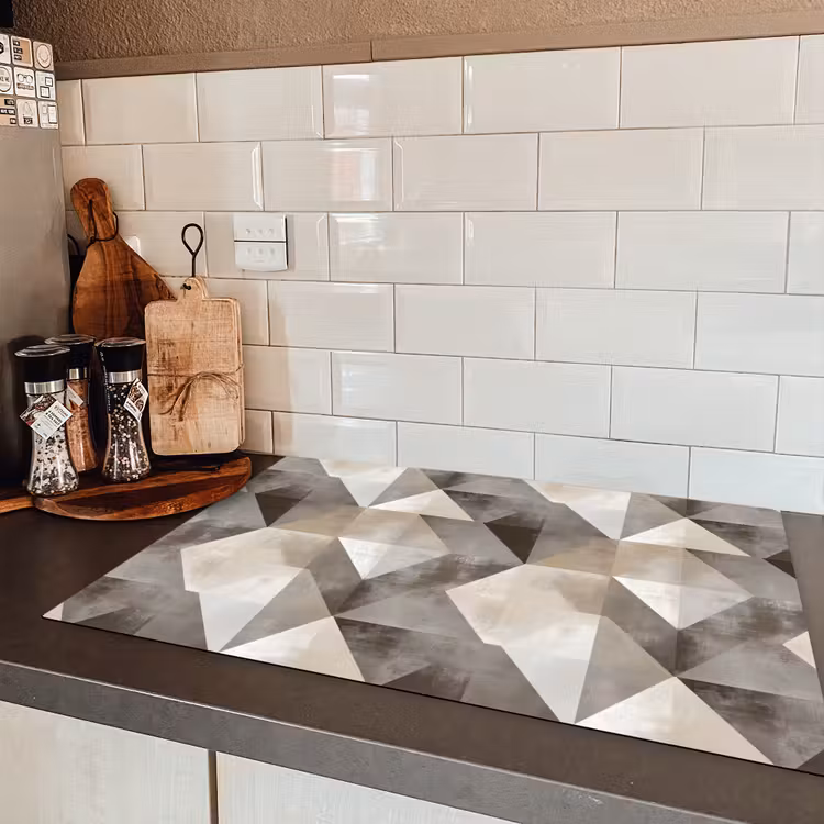 Geometrisch - Motief - Aardetinten Inductie beschermer vinyl 3mm klein 276 -sfeer3