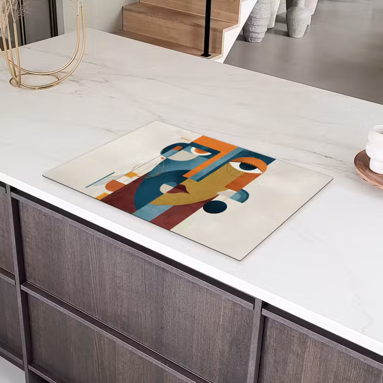 Geometrisch - Strakke vormen - Kleurrijk Inductie beschermer vinyl 3mm klein -sfeer8