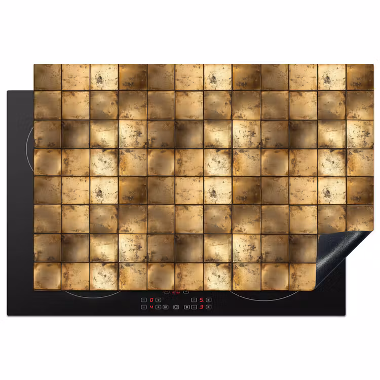 Geometrisch - Tegels - Goud Inductie beschermer vinyl 3mm klein 276 -3d