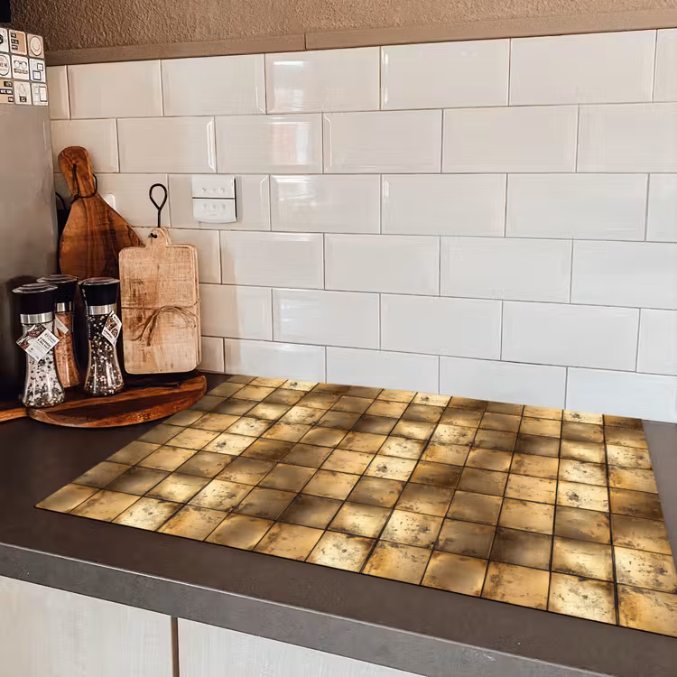 Geometrisch - Tegels - Goud Inductie beschermer vinyl 3mm klein 276 -sfeer3