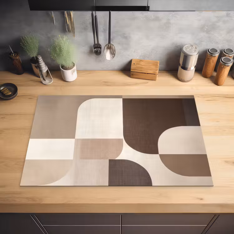 Geometrisch - Geweven structuur - Modern Inductie beschermer vinyl 3mm klein -sfeer5