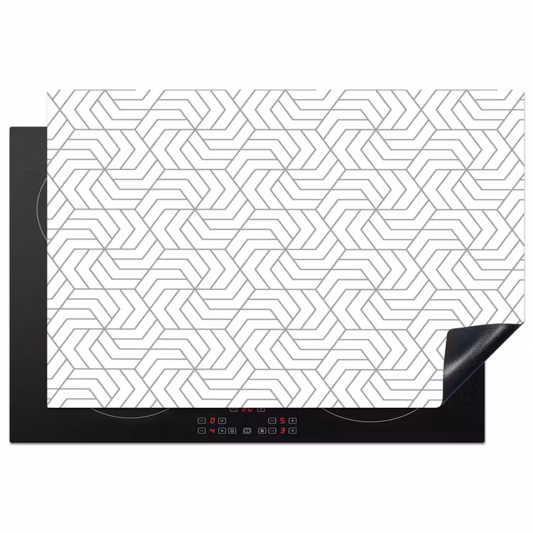 Geometrie - Lijn - Zwart - Wit - Patroon Inductie beschermer vinyl 3mm klein 276 -3d