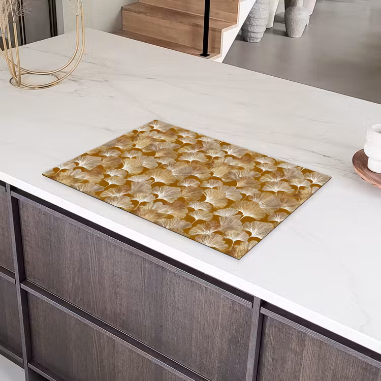 Ginkgo - Bladeren - Goud Inductie beschermer vinyl 3mm klein 276 -sfeer8