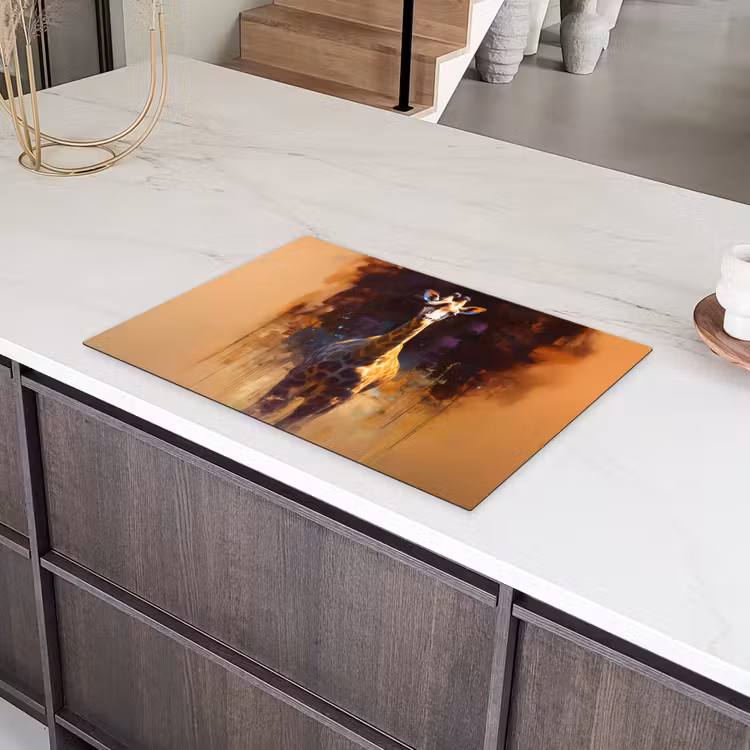 Giraf - Bruin - Abstract - Geschilderd Inductie beschermer vinyl 3mm klein -sfeer8
