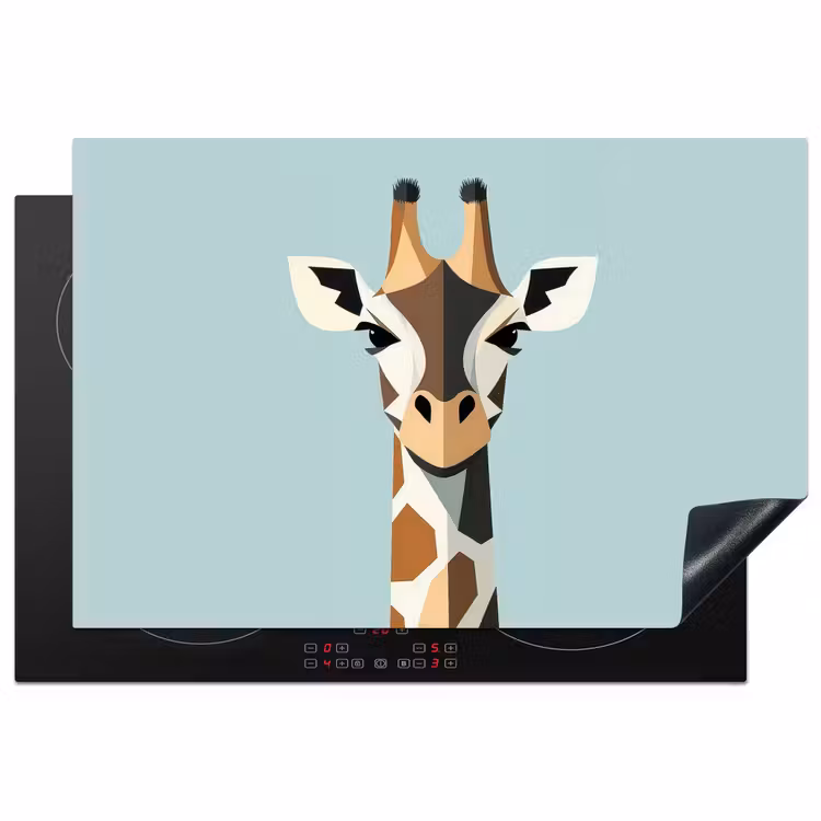 Giraffe - Illustratie - Bruin - Minimalistisch Inductie beschermer vinyl 3mm klein -3d