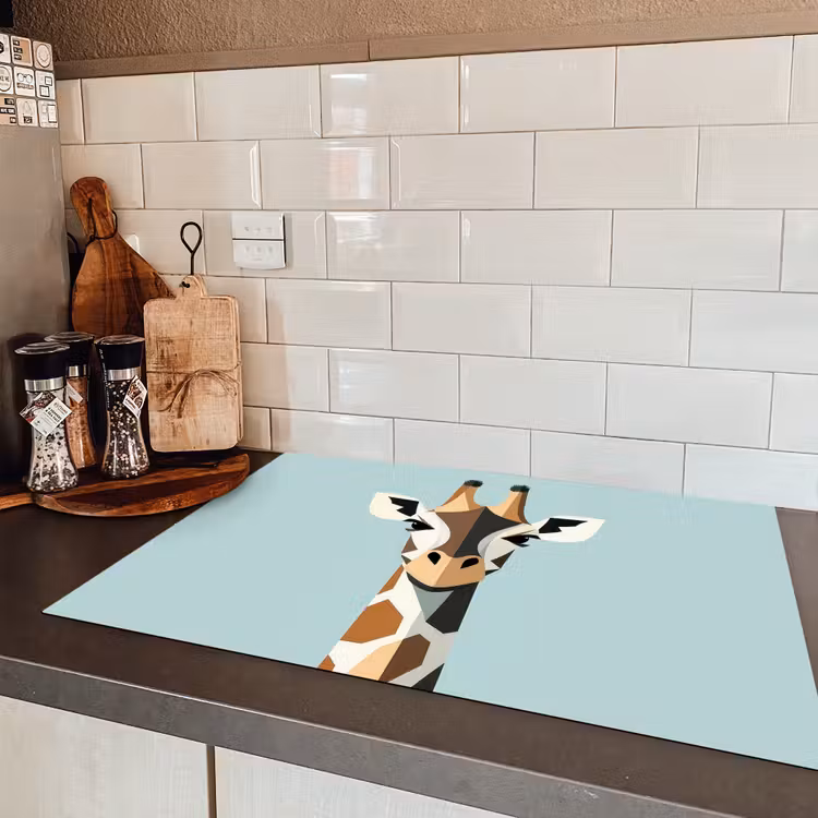 Giraffe - Illustratie - Bruin - Minimalistisch Inductie beschermer vinyl 3mm klein -sfeer3