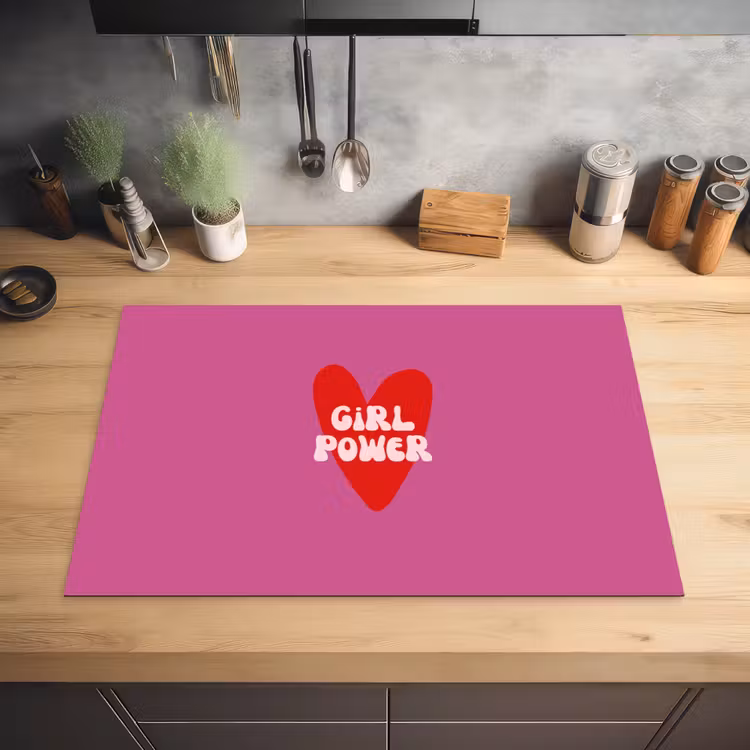 Girl power - Hart - Roze - Rood Inductie beschermer vinyl 3mm klein -sfeer5
