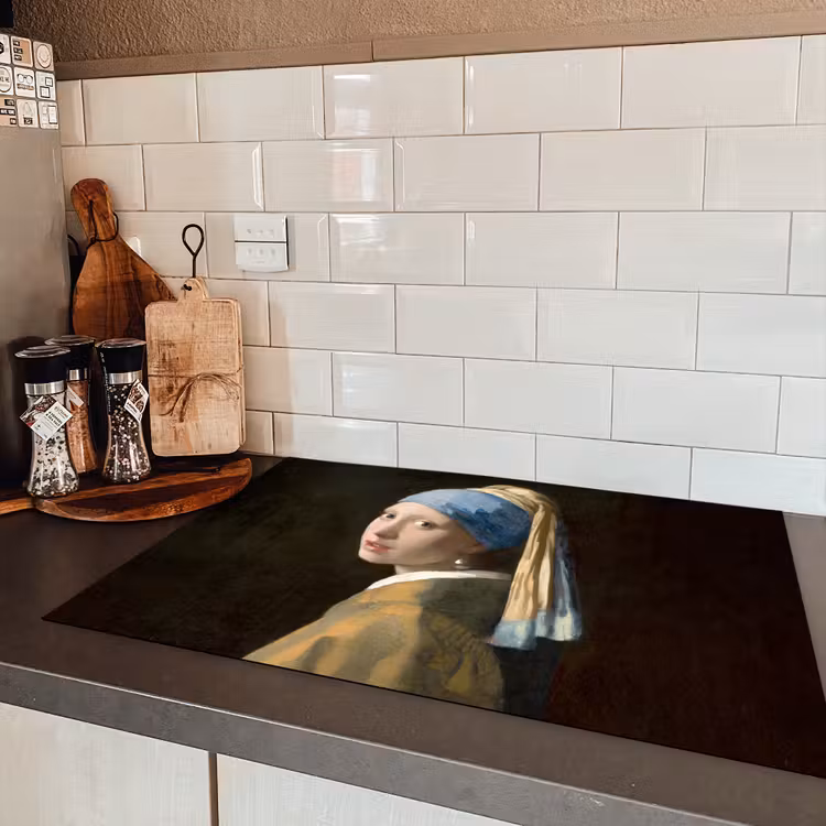 Meisje met de parel - Schilderij - Oude meesters - Vermeer Inductie beschermer vinyl 3mm klein -sfeer3