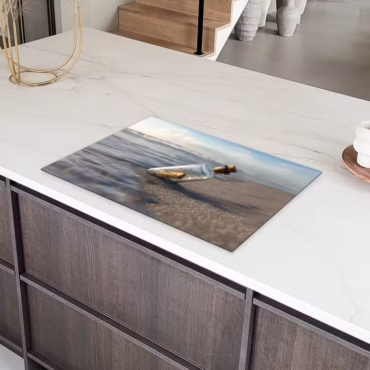 Glazenfles - Post - Zee - Zand Inductie beschermer vinyl 3mm klein -sfeer8