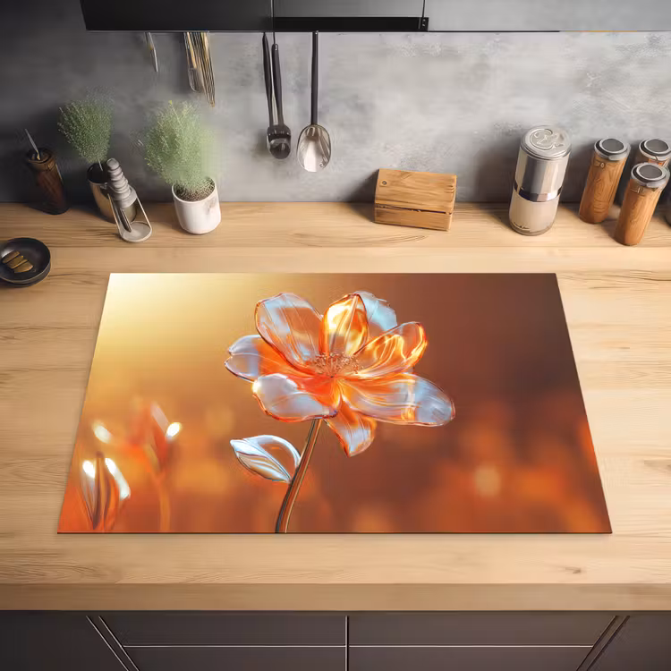 Glazen - Bloem - Zonlicht Inductie beschermer vinyl 3mm klein -sfeer5