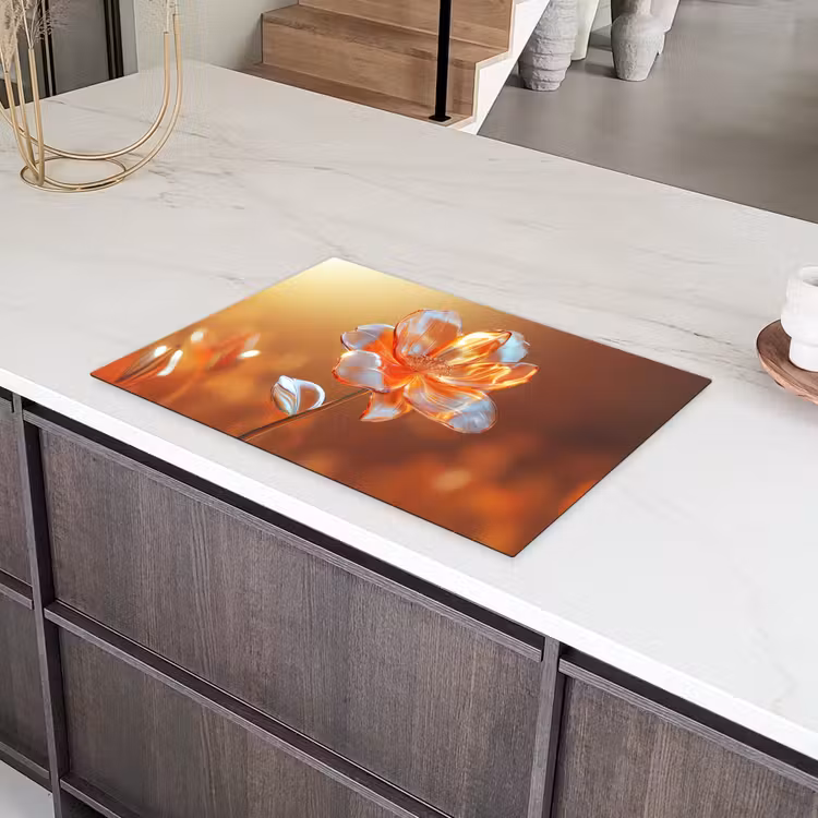 Glazen - Bloem - Zonlicht Inductie beschermer vinyl 3mm klein -sfeer8