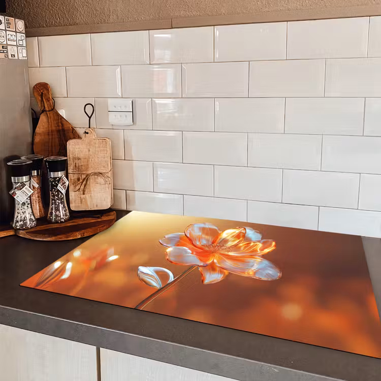 Glazen - Bloem - Zonlicht Inductie beschermer vinyl 3mm klein -sfeer3