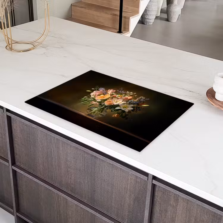 Glazen - Bloemen - Boeket - Kleuren Inductie beschermer vinyl 3mm klein -sfeer8