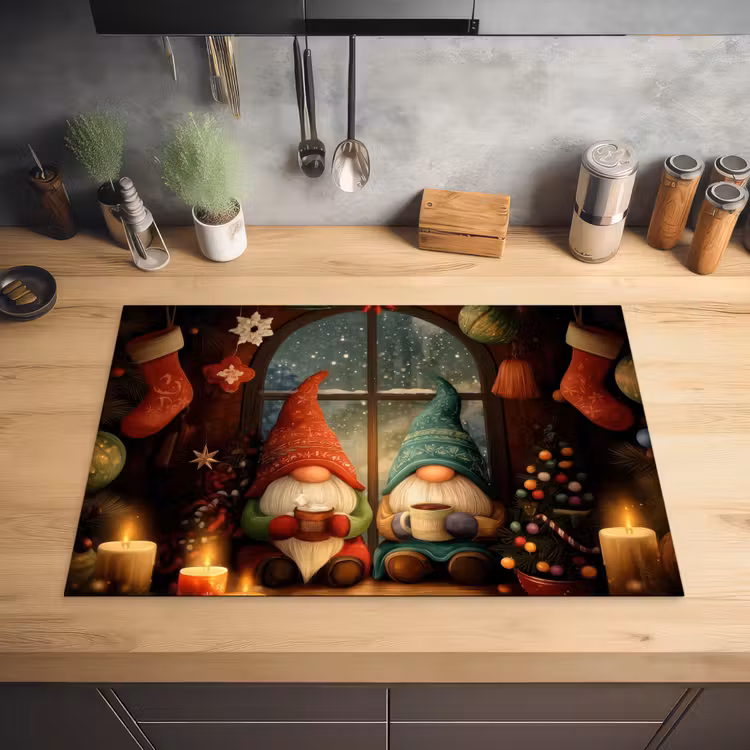 Gnooms - Kerst - Raam - Kleurrijk Inductie beschermer vinyl 3mm klein -sfeer5