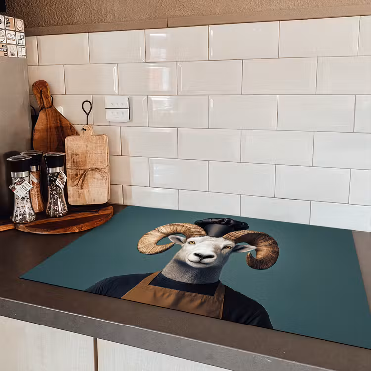 Geit - Hoorns - Kokskleding Inductie beschermer vinyl 3mm klein -sfeer3