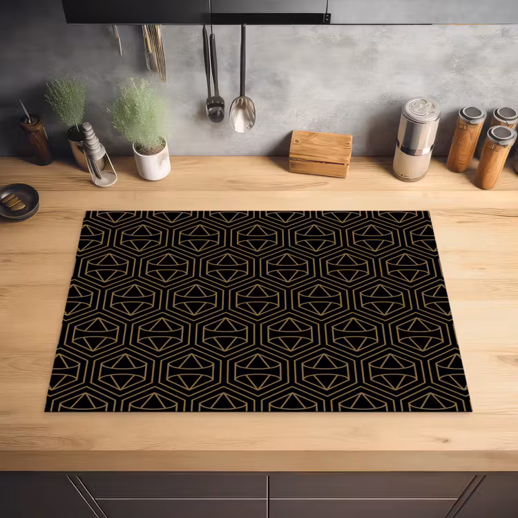 Goud - Zwart - Diamant Inductie beschermer vinyl 3mm klein 276 -sfeer5