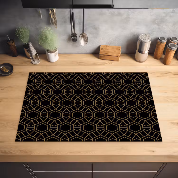 Goud - Zwart - Rozetstructuur Inductie beschermer vinyl 3mm klein 276 -sfeer5