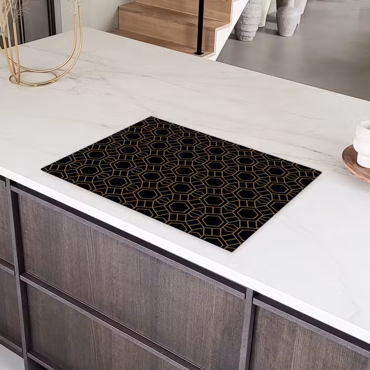 Goud - Zwart - Rozetstructuur Inductie beschermer vinyl 3mm klein 276 -sfeer8