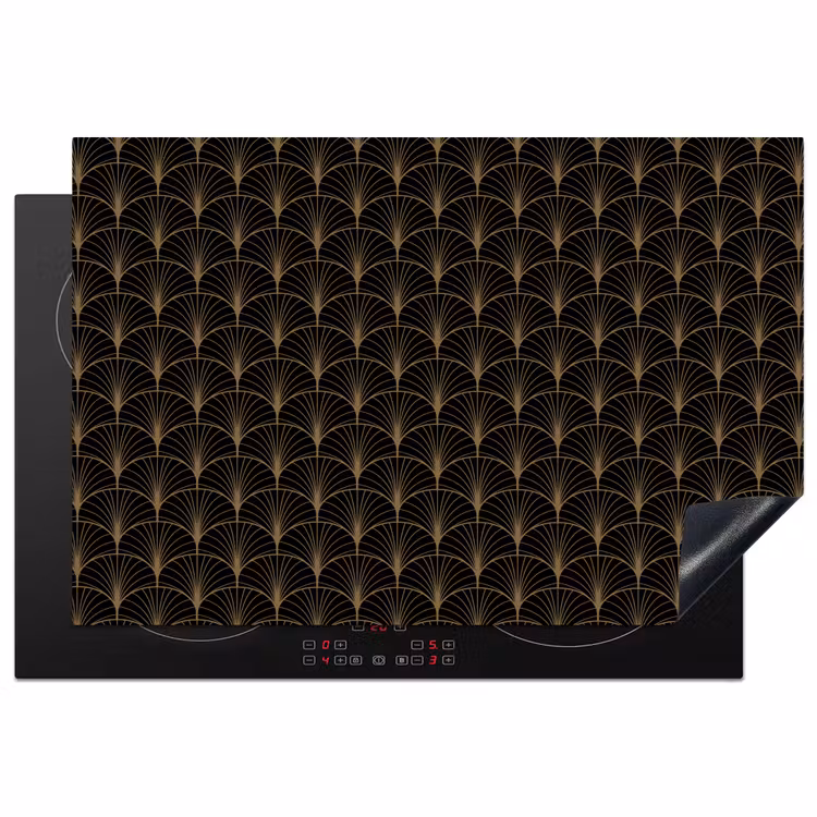 Gouden - Waaiers - Zwart Inductie beschermer vinyl 3mm klein 276 -3d