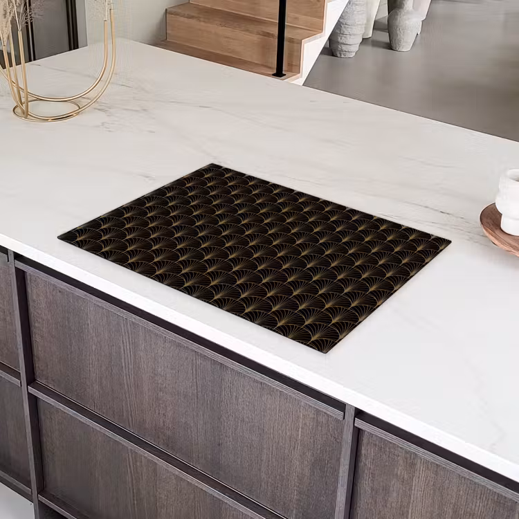 Gouden - Waaiers - Zwart Inductie beschermer vinyl 3mm klein 276 -sfeer8