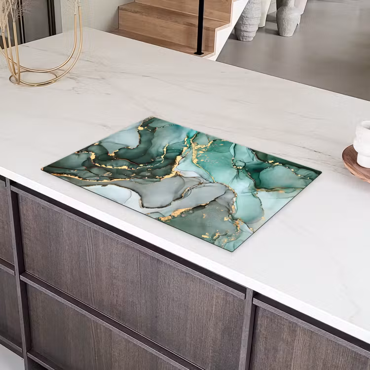 Goud - Marmer - Groen - Luxe - Marmerlook - Grijs Inductie beschermer vinyl 3mm klein -sfeer8
