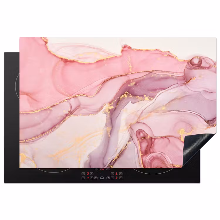 Goud - Marmer - Roze Inductie beschermer vinyl 3mm klein -3d