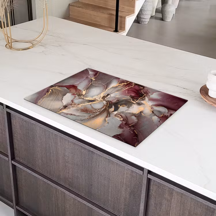 Goud - Marmer - Paars Inductie beschermer vinyl 3mm klein -sfeer8