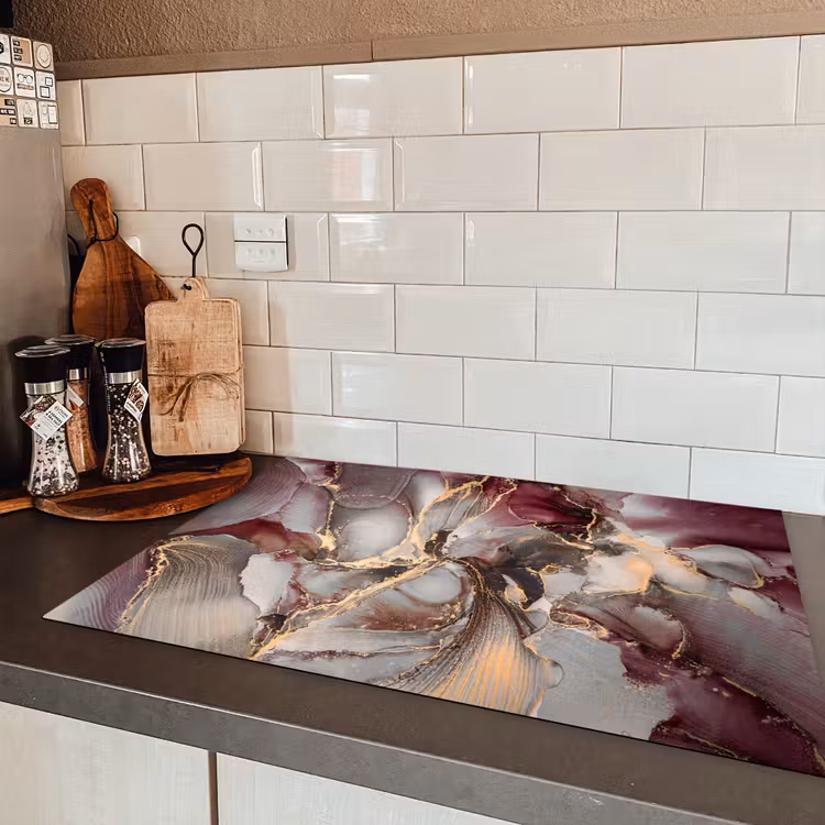 Goud - Marmer - Paars Inductie beschermer vinyl 3mm klein -sfeer3
