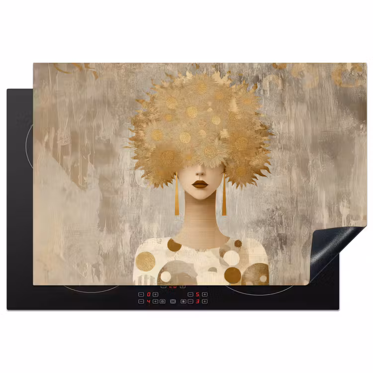 Goud - Portret - Vrouw Inductie beschermer vinyl 3mm klein -3d