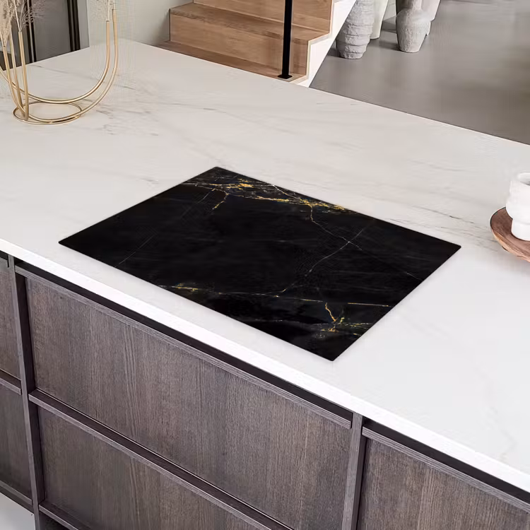Gouden Bliksem in Ebbenhout Inductie beschermer vinyl 3mm klein -sfeer8