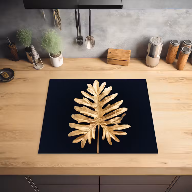 Gouden Monstera Majesteit Inductie beschermer vinyl 3mm middel -sfeer5