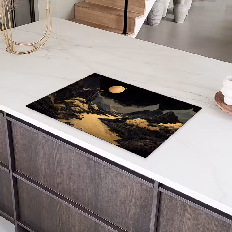 Gouden rivier - Bergen - Maan - Sterrenhemel Inductie beschermer vinyl 3mm klein -sfeer8