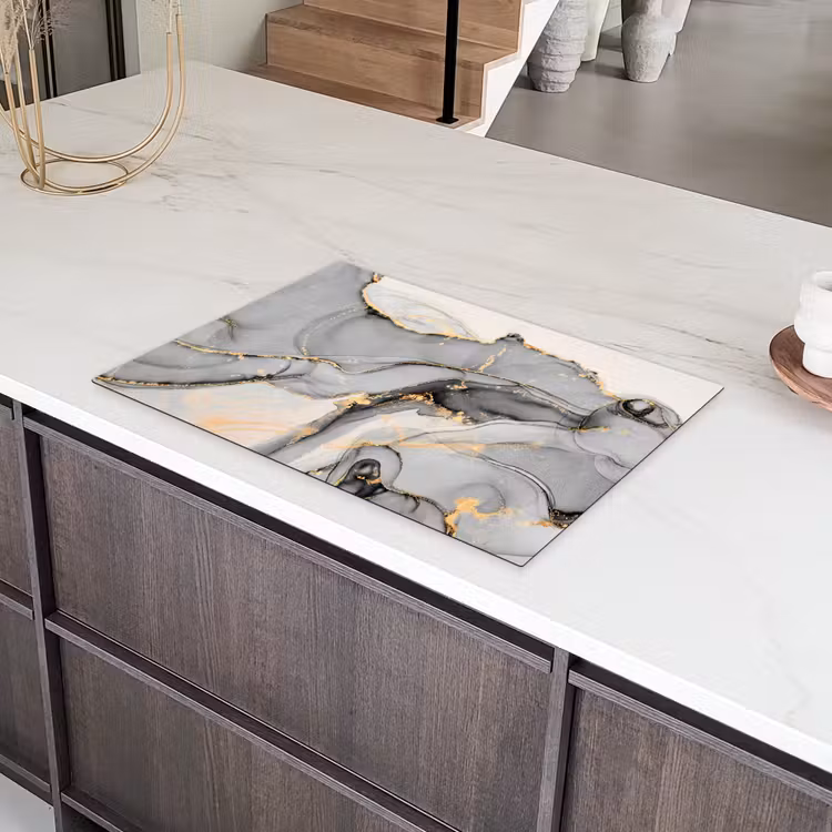 Gouden Rivieren op Marmeren Kusten Inductie beschermer vinyl 3mm klein -sfeer8