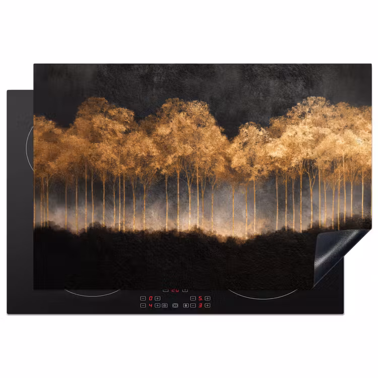 Gouden Bomen in Mistig Landschap Inductie beschermer vinyl 3mm klein -3d