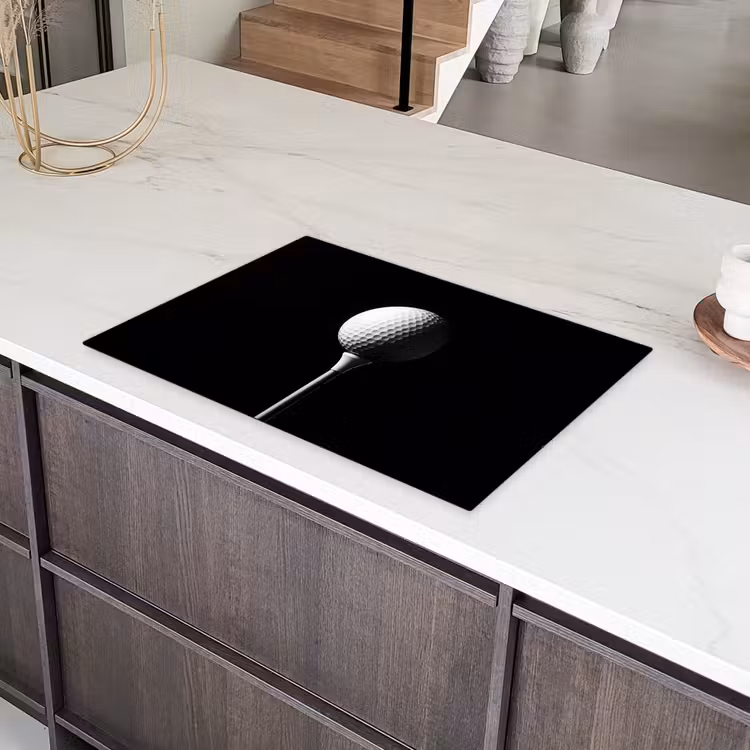 Golfbal - Minimalistisch - Wit Inductie beschermer vinyl 3mm klein -sfeer8