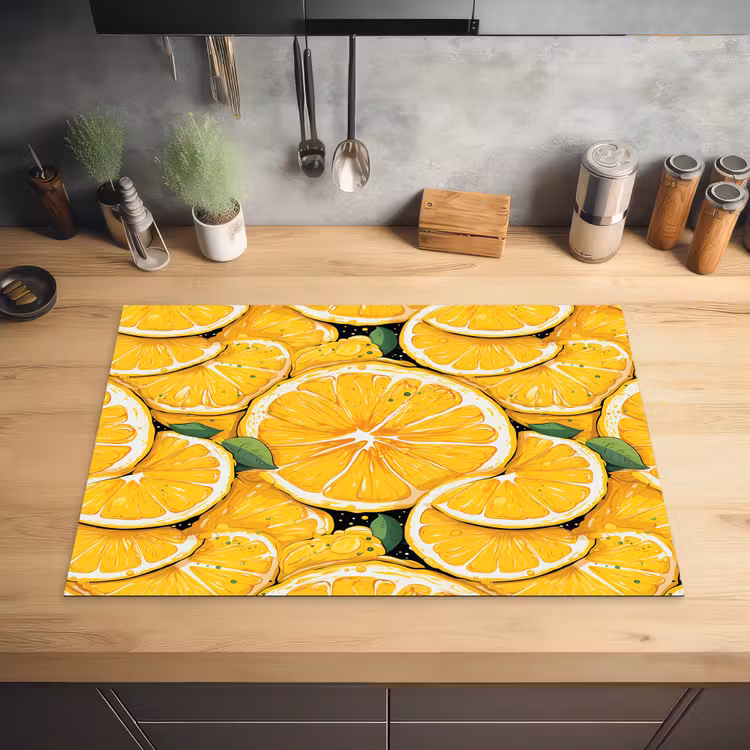 Grafisch - Citroenschijven - Blaadjes Inductie beschermer vinyl 3mm klein 276 -sfeer5