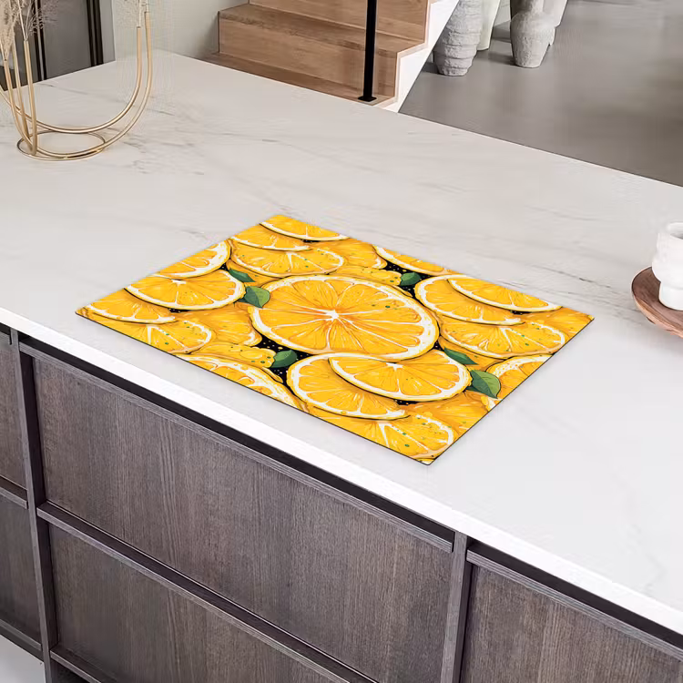 Grafisch - Citroenschijven - Blaadjes Inductie beschermer vinyl 3mm klein 276 -sfeer8