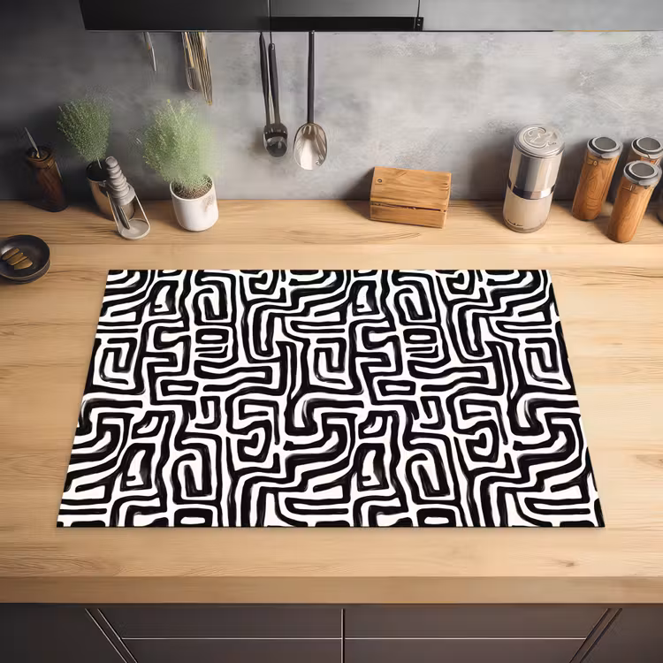 Grafisch - Lijnen - Zwart - Wit Inductie beschermer vinyl 3mm klein 276 -sfeer5