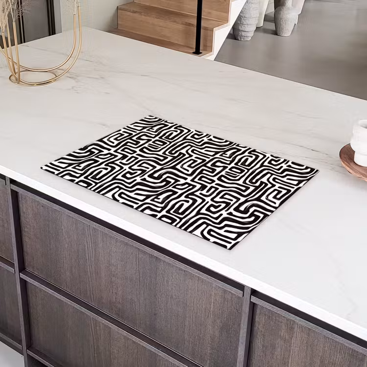 Grafisch - Lijnen - Zwart - Wit Inductie beschermer vinyl 3mm klein 276 -sfeer8
