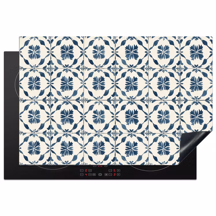 Grafisch - Tegel - Blauw Inductie beschermer vinyl 3mm klein 276 -3d