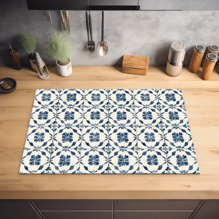 Grafisch - Tegel - Blauw Inductie beschermer vinyl 3mm klein 276 -sfeer5