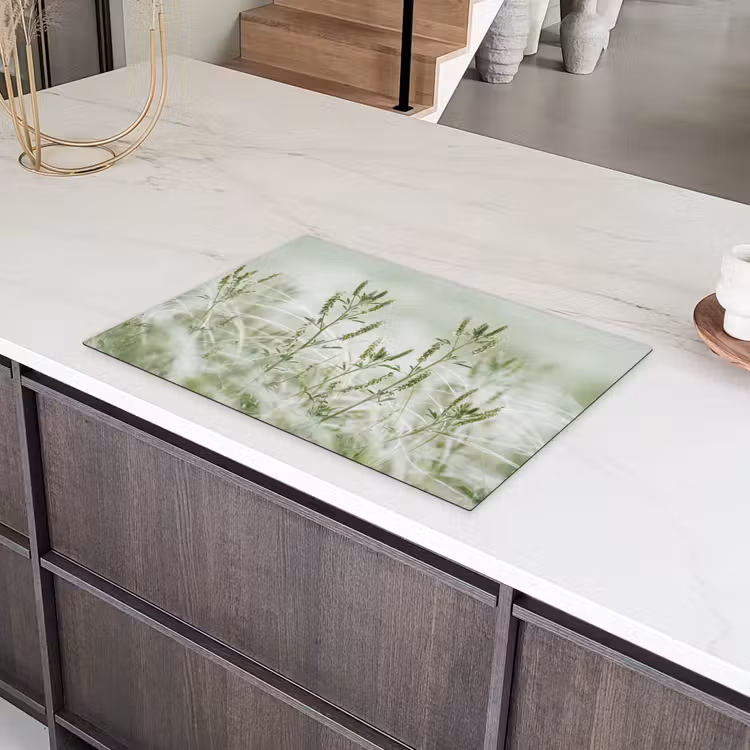Grassen - Minimalistisch - Groen Inductie beschermer vinyl 3mm klein -sfeer8