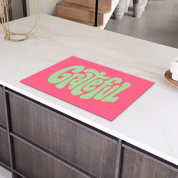 Grateful - Groen - Grafisch - Vloeiend Inductie beschermer vinyl 3mm klein -sfeer8