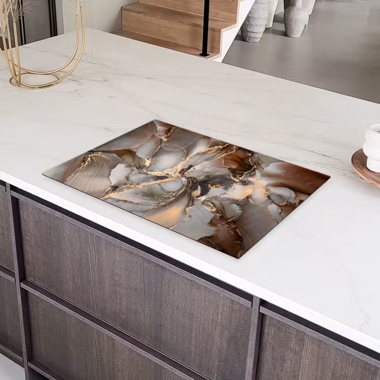 Grijs - Goud - Marmer - Marmerlook Inductie beschermer vinyl 3mm klein -sfeer8