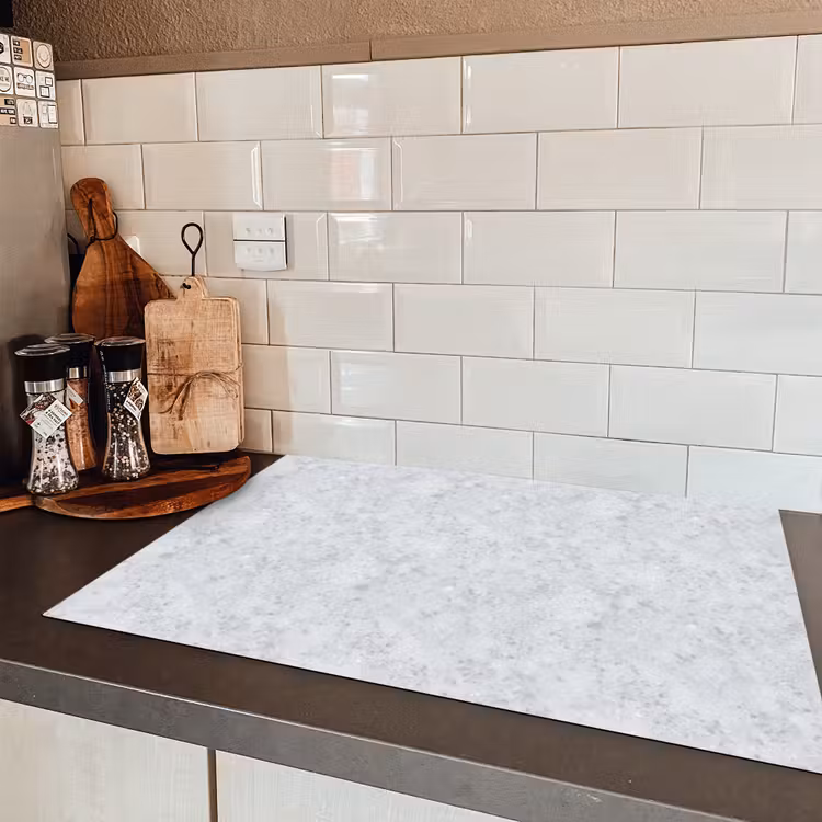 Grijs - Terrazzo-effect - Beton Inductie beschermer vinyl 3mm klein 276 -sfeer3