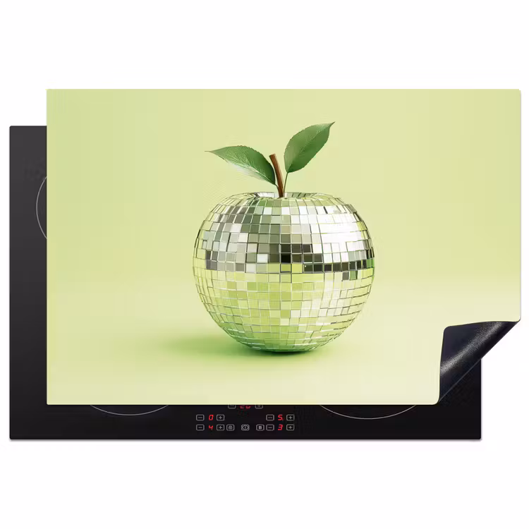 Groen - Disco - Decoratie - Appel Inductie beschermer vinyl 3mm klein -3d