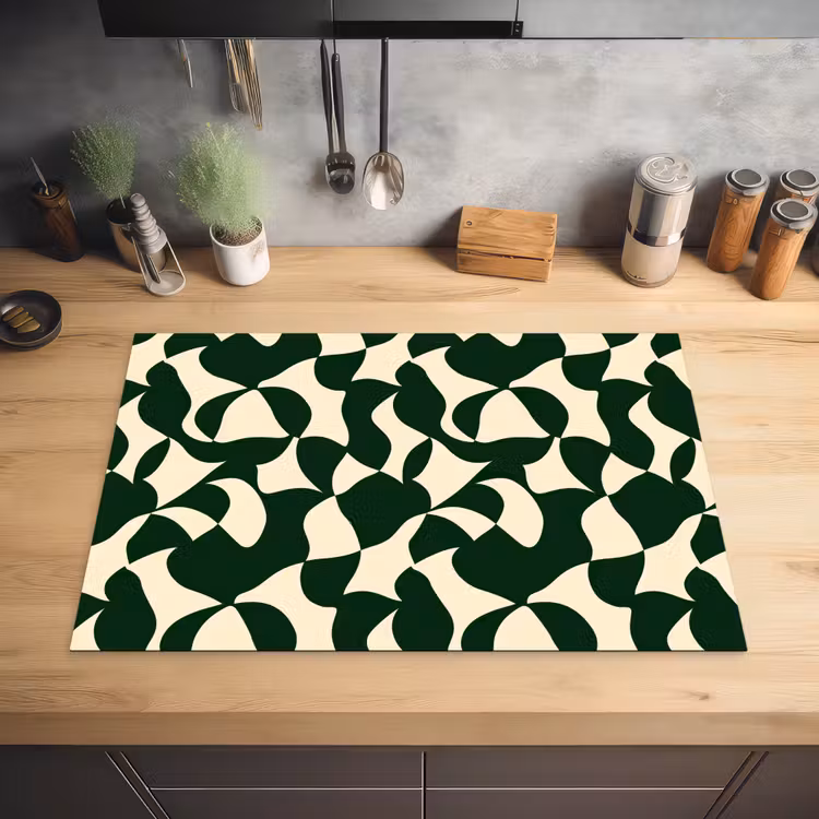 Groen - Organische vlakken - Crème Inductie beschermer vinyl 3mm klein 276 -sfeer5