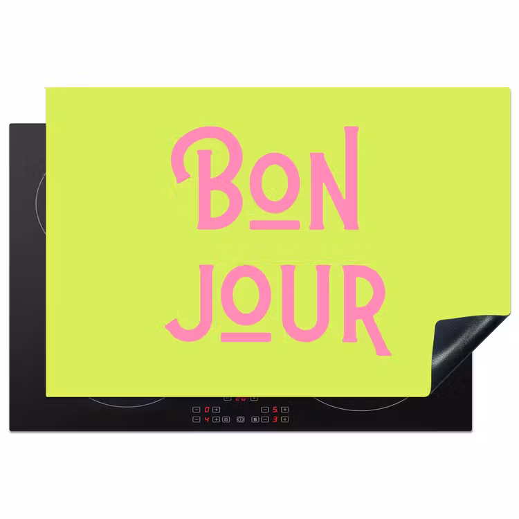 Groen - Roze bonjour - art-deco Inductie beschermer vinyl 3mm klein -3d