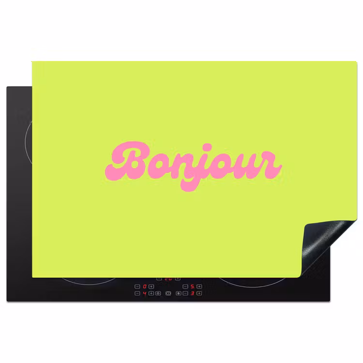 Groen - Roze bonjour - Retro Inductie beschermer vinyl 3mm klein -3d
