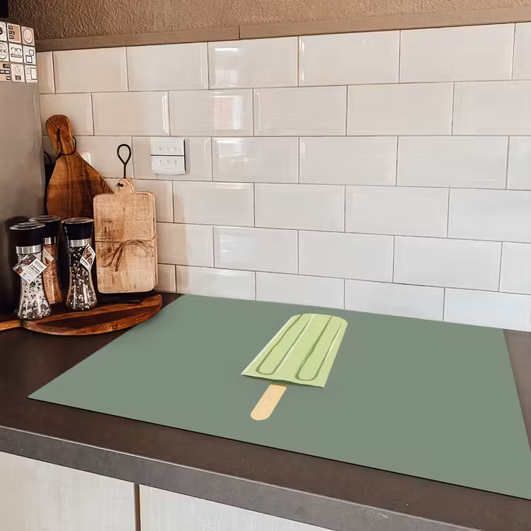 Groen - Waterijsje - Stokje - Illustratie Inductie beschermer vinyl 3mm klein -sfeer3